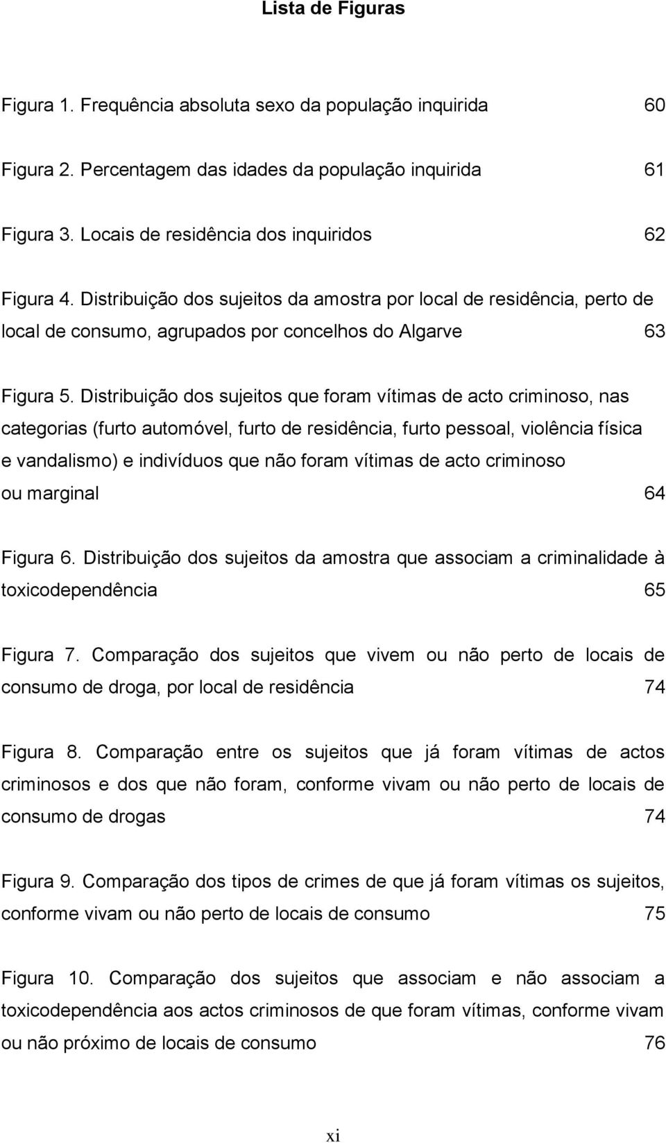 Distribuição dos sujeitos que foram vítimas de acto criminoso, nas categorias (furto automóvel, furto de residência, furto pessoal, violência física e vandalismo) e indivíduos que não foram vítimas