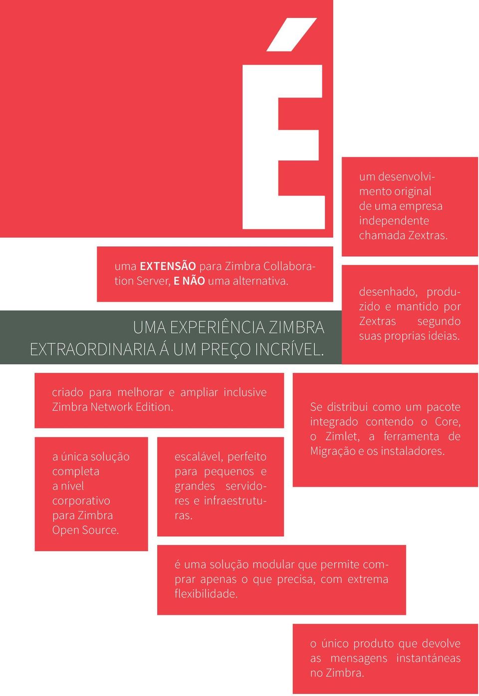 criado para melhorar e ampliar inclusive Zimbra Network Edition. a única solução completa a nível corporativo para Zimbra Open Source.