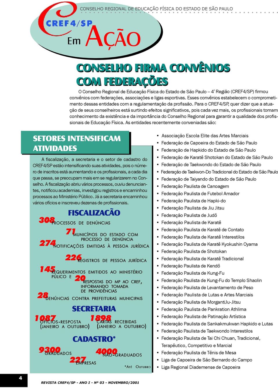 Para o CREF4/SP, quer dizer que a atuação de seus conselheiros está surtindo efeitos significativos, pois cada vez mais, os profissionais tomam conhecimento da existência e da importância do Conselho