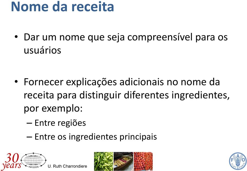 nome da receita para distinguir diferentes