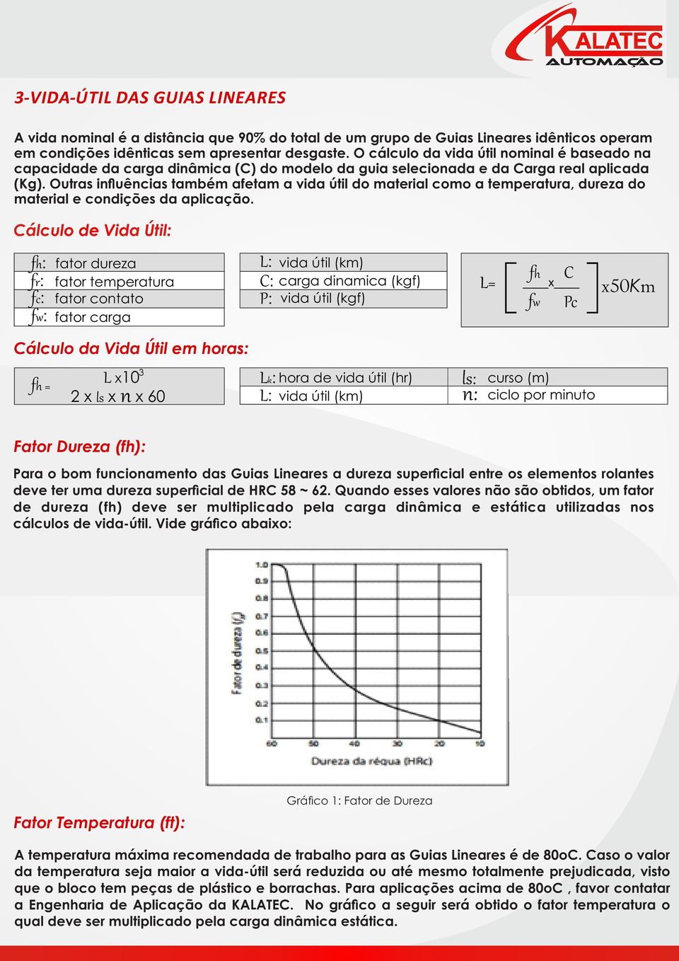 Outras inuências também afetam a vida útil do material como a temperatura, dureza do material e condições da aplicação.