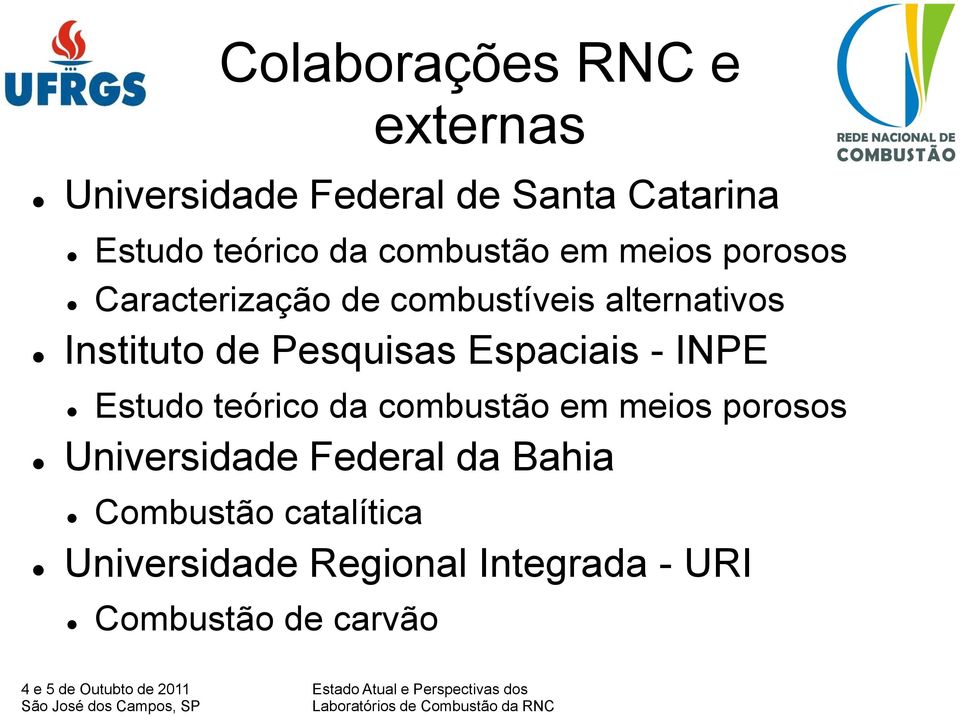 Pesquisas Espaciais - INPE Estudo teórico da combustão em meios porosos Universidade