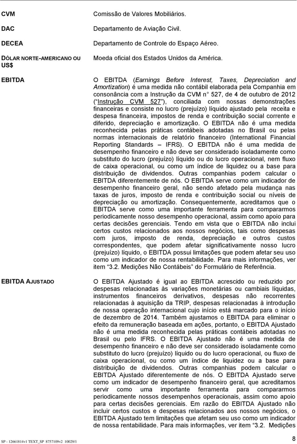 O EBITDA (Earnings Before Interest, Taxes, Depreciation and Amortization) é uma medida não contábil elaborada pela Companhia em consonância com a Instrução da CVM n 527, de 4 de outubro de 2012 (