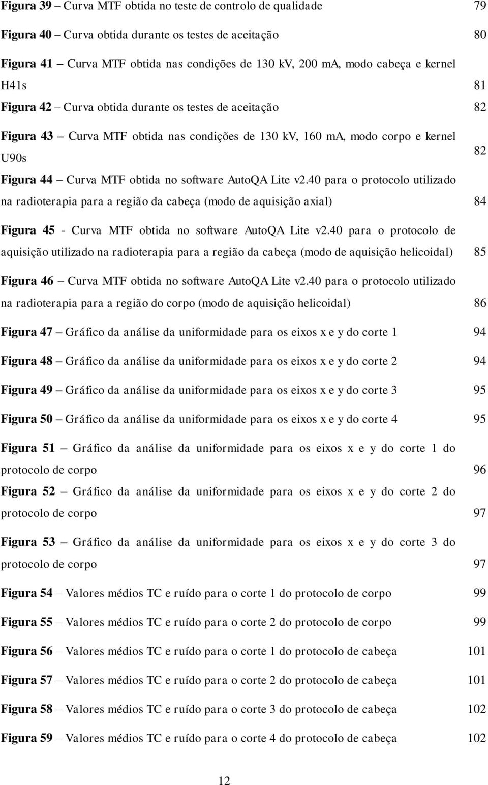 AutoQA Lite v2.40 para o protocolo utilizado na radioterapia para a região da cabeça (modo de aquisição axial) 84 Figura 45 - Curva MTF obtida no software AutoQA Lite v2.