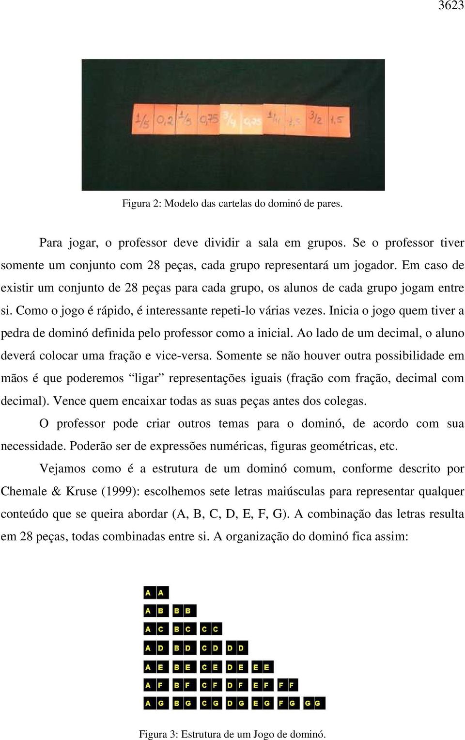 Inicia o jogo quem tiver a pedra de dominó definida pelo professor como a inicial. Ao lado de um decimal, o aluno deverá colocar uma fração e vice-versa.