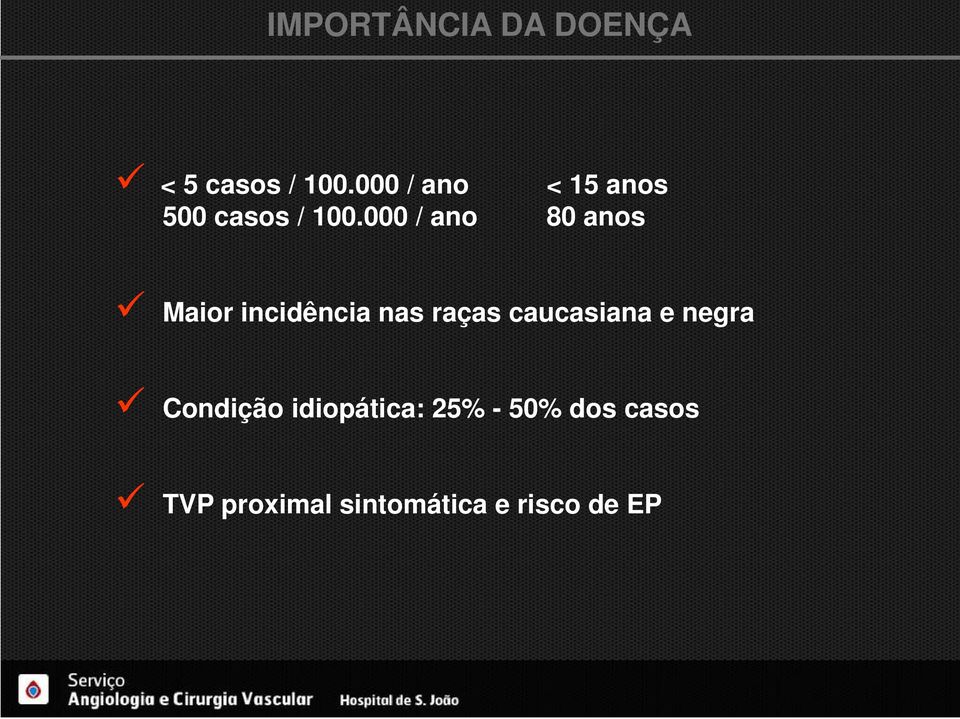 000 / ano 80 anos Maior incidência nas raças