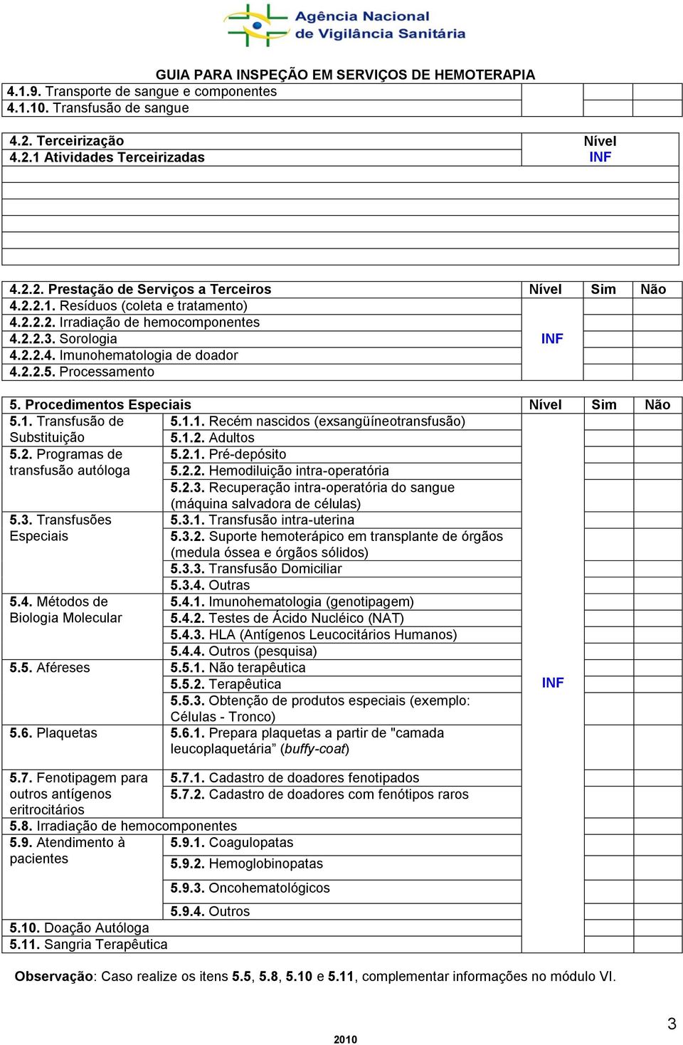 1.2. Adultos 5.2. Programas de 5.2.1. Pré-depósito transfusão autóloga 5.2.2. Hemodiluição intra-operatória 5.2.3. Recuperação intra-operatória do sangue 5.3. Transfusões Especiais 5.4.