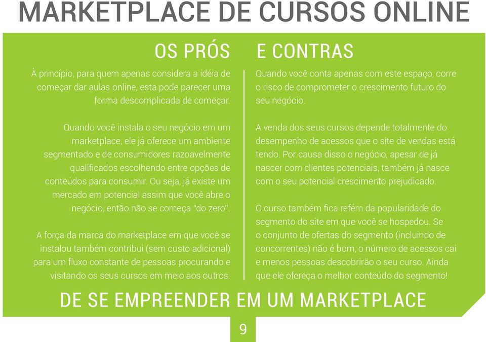 Quando você instala o seu negócio em um A venda dos seus cursos depende totalmente do marketplace, ele já oferece um ambiente desempenho de acessos que o site de vendas está segmentado e de