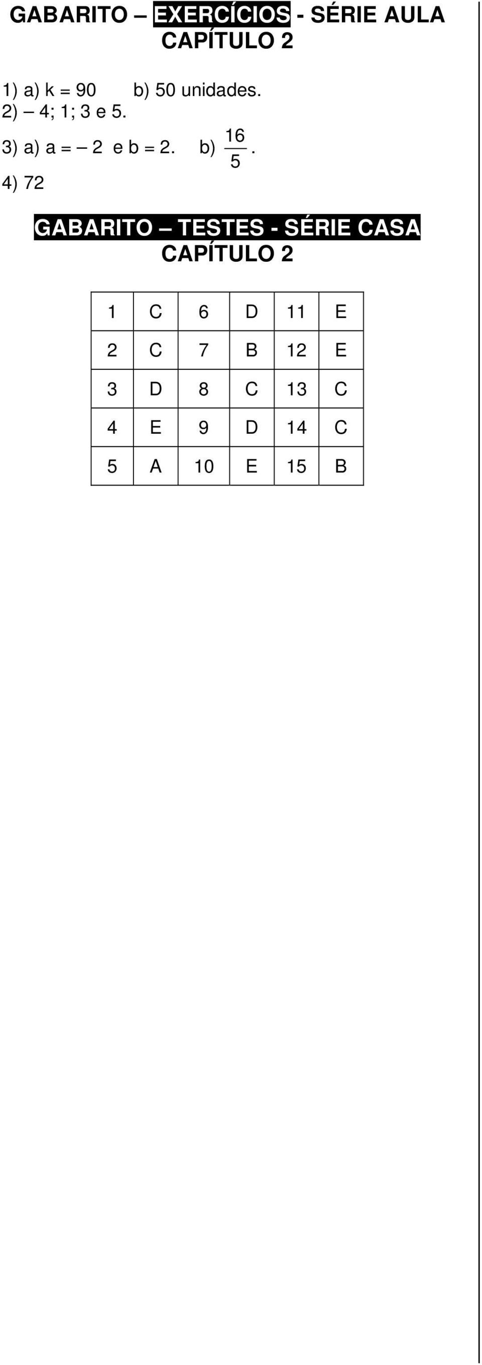 b). 5 4) 72 GABARITO TESTES - SÉRIE CASA CAPÍTULO 2 1 C 6