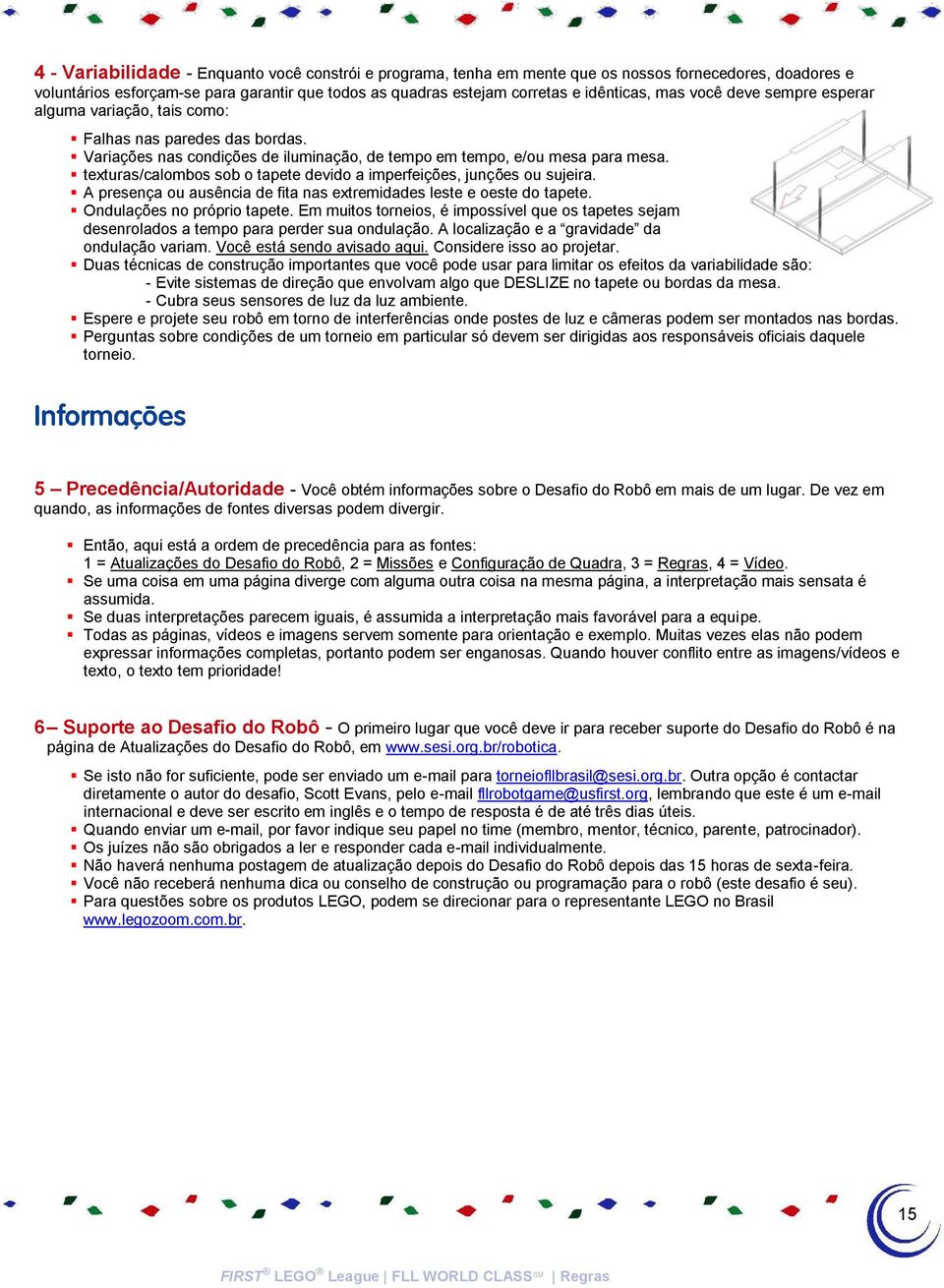 texturas/calombos sob o tapete devido a imperfeições, junções ou sujeira. A presença ou ausência de fita nas extremidades leste e oeste do tapete. Ondulações no próprio tapete.