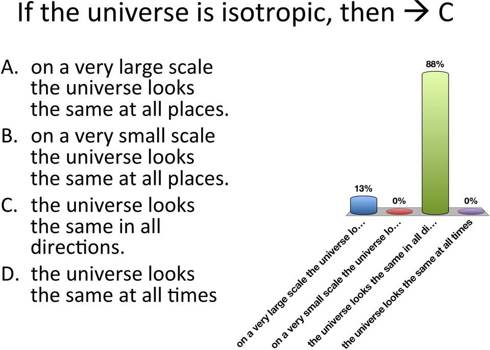 on a very small scale the universe looks the same at all places. C.