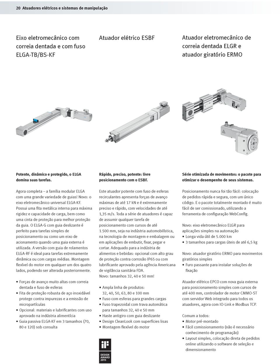 Série otimizada de movimentos: o pacote para otimizar o desempenho de seus sistemas. Agora completa a família modular ELGA com uma grande variedade de guias!