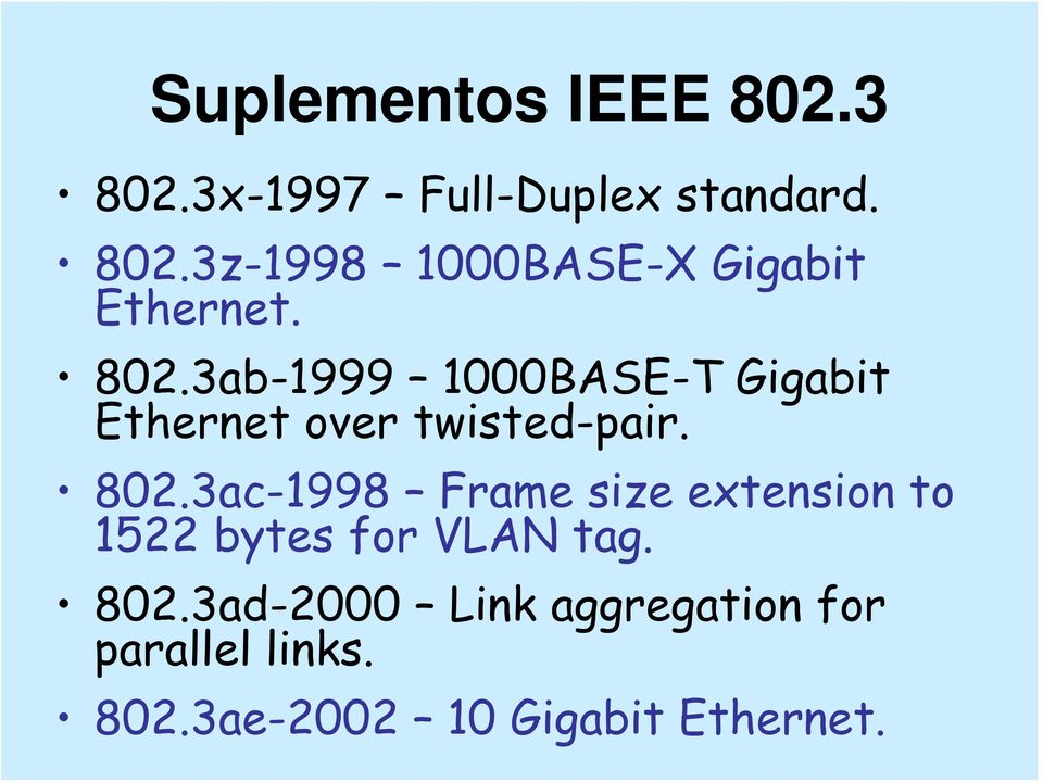 3ac-1998 Frame size extension to 1522 bytes for VLAN tag. 802.
