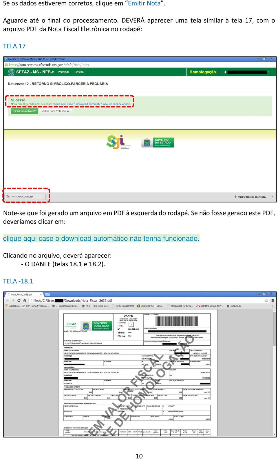 que foi gerado um arquivo em PDF à esquerda do rodapé.