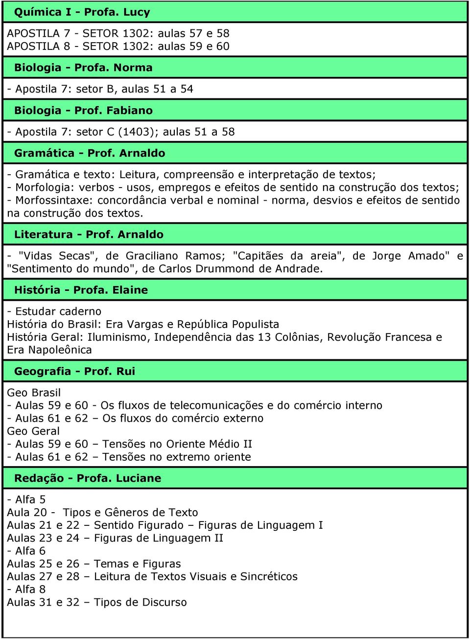 Arnaldo - Gramática e texto: Leitura, compreensão e interpretação de textos; - Morfologia: verbos - usos, empregos e efeitos de sentido na construção dos textos; - Morfossintaxe: concordância verbal