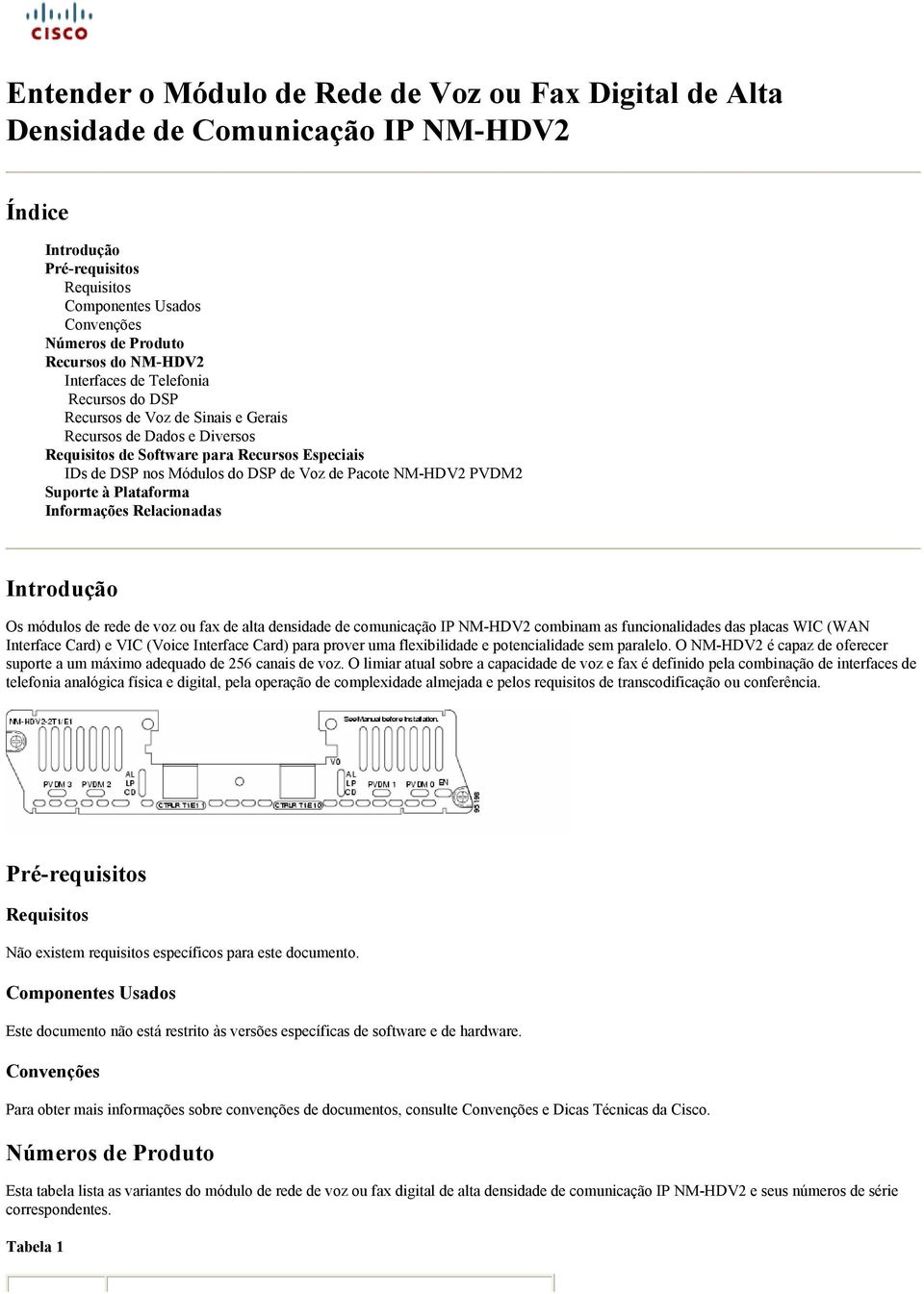 Informações Relacionadas Introdução Os módulos re ou fax alta nsida comunicação IP NM-HDV2 combinam as funcionalidas das placas WIC (WAN Interface Card) e VIC (Voice Interface Card) para prover uma