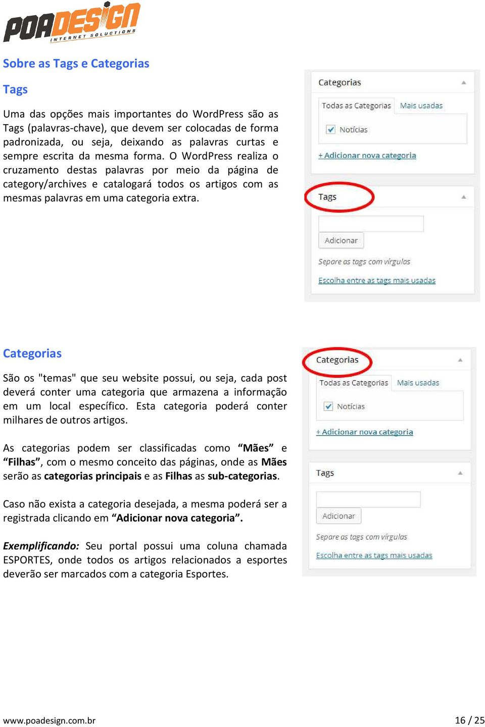 Categorias São os "temas" que seu website possui, ou seja, cada post deverá conter uma categoria que armazena a informação em um local específico.