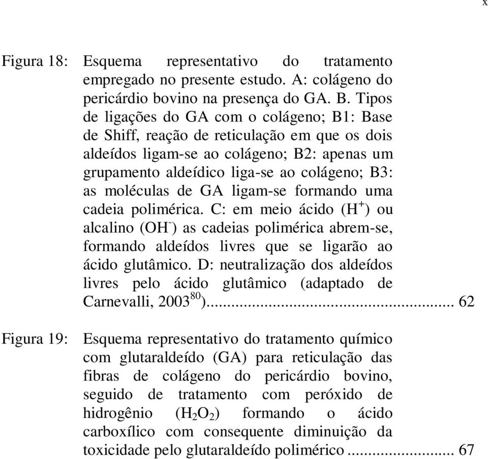 de GA ligam-se formando uma cadeia polimérica. C: em meio ácido (H + ) ou alcalino (OH - ) as cadeias polimérica abrem-se, formando aldeídos livres que se ligarão ao ácido glutâmico.