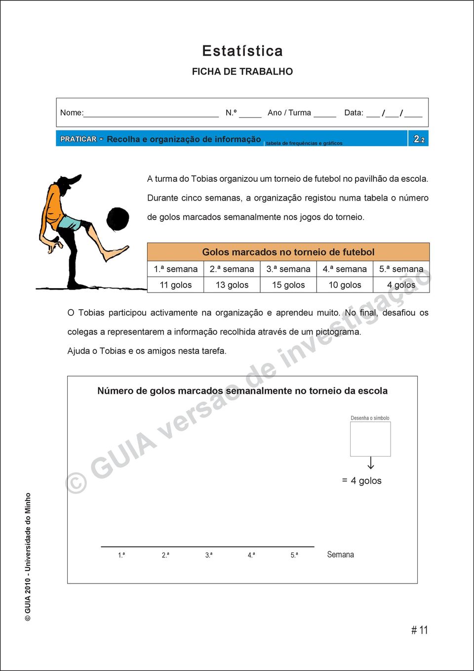 O Tobias participou activamente na organização e aprendeu muito. No final, desafiou os colegas a representarem a informação recolhida através de um pictograma.