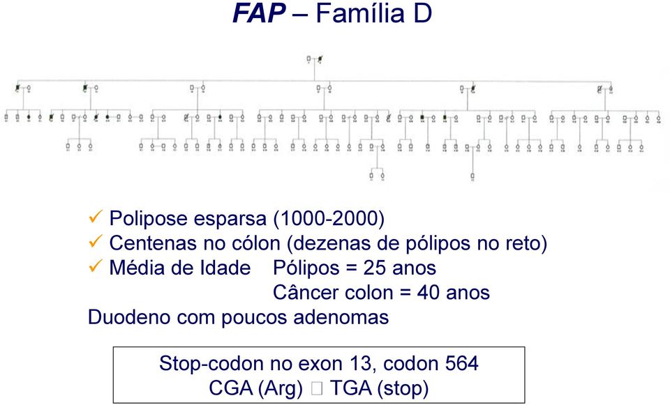 Pólipos = 25 anos Câncer colon = 40 anos Duodeno com