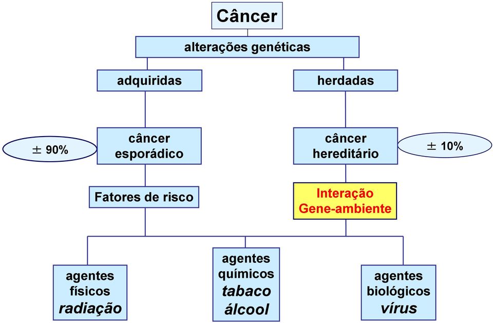 risco Interação Gene-ambiente agentes físicos radiação