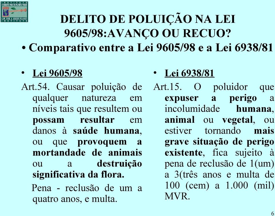 ou a destruição significativa da flora. Pena - reclusão de um a quatro anos, e multa. Lei 6938/81 Art.15.