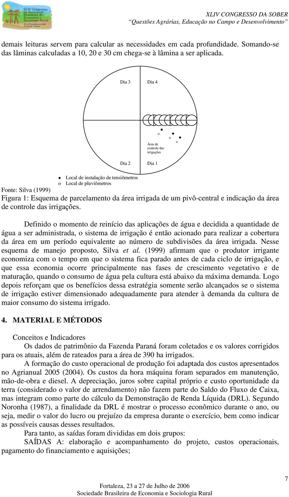 pivô-central e indicação da área de controle das irrigações.