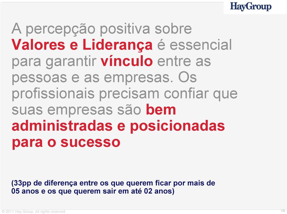 Os profissionais precisam confiar que suas empresas são bem administradas e