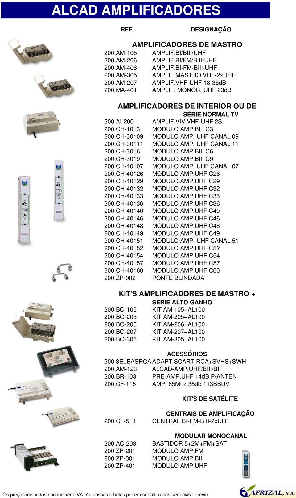 UHF CANAL 09 200.CH-30111 MODULO AMP. UHF CANAL 11 200.CH-3016 MODULO AMP.BIII C6 200.CH-3019 MODULO AMP.BIII C9 200.CH-40107 MODULO AMP. UHF CANAL 07 200.CH-40126 MODULO AMP.UHF C26 200.