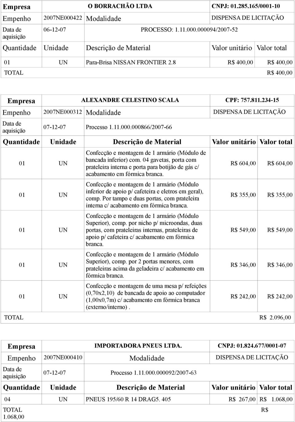 04 gavetas, porta com prateleira interna e porta para botijão de gás c/ acabamento em fórmica branca. inferior de apoio p/ cafeteira e eletros em geral), comp.