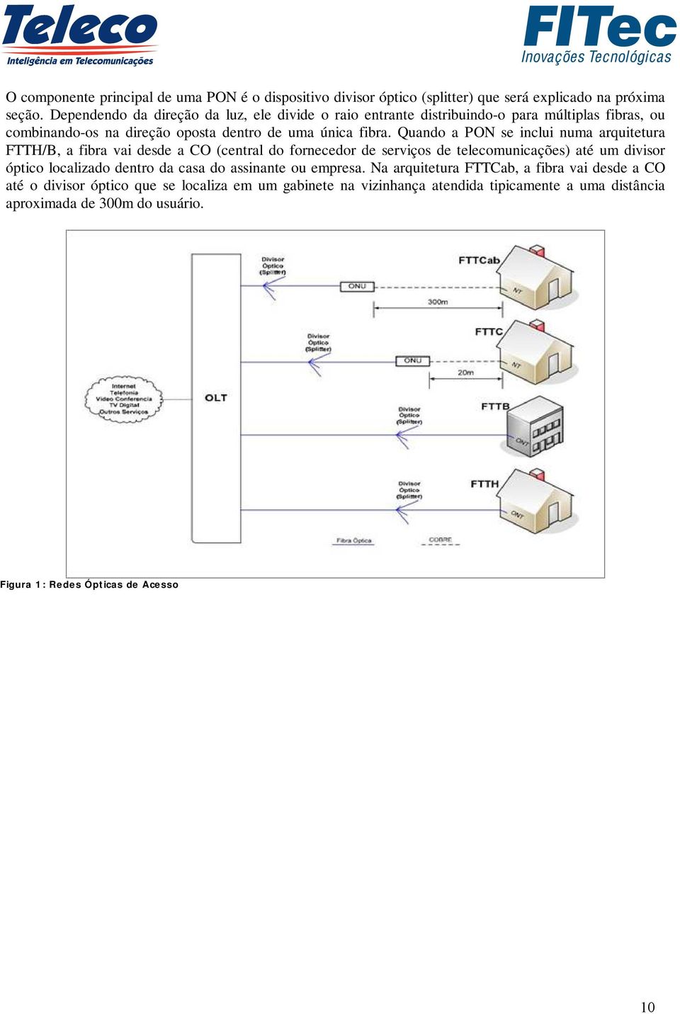 Quando a PON se inclui numa arquitetura FTTH/B, a fibra vai desde a CO (central do fornecedor de serviços de telecomunicações) até um divisor óptico localizado dentro da