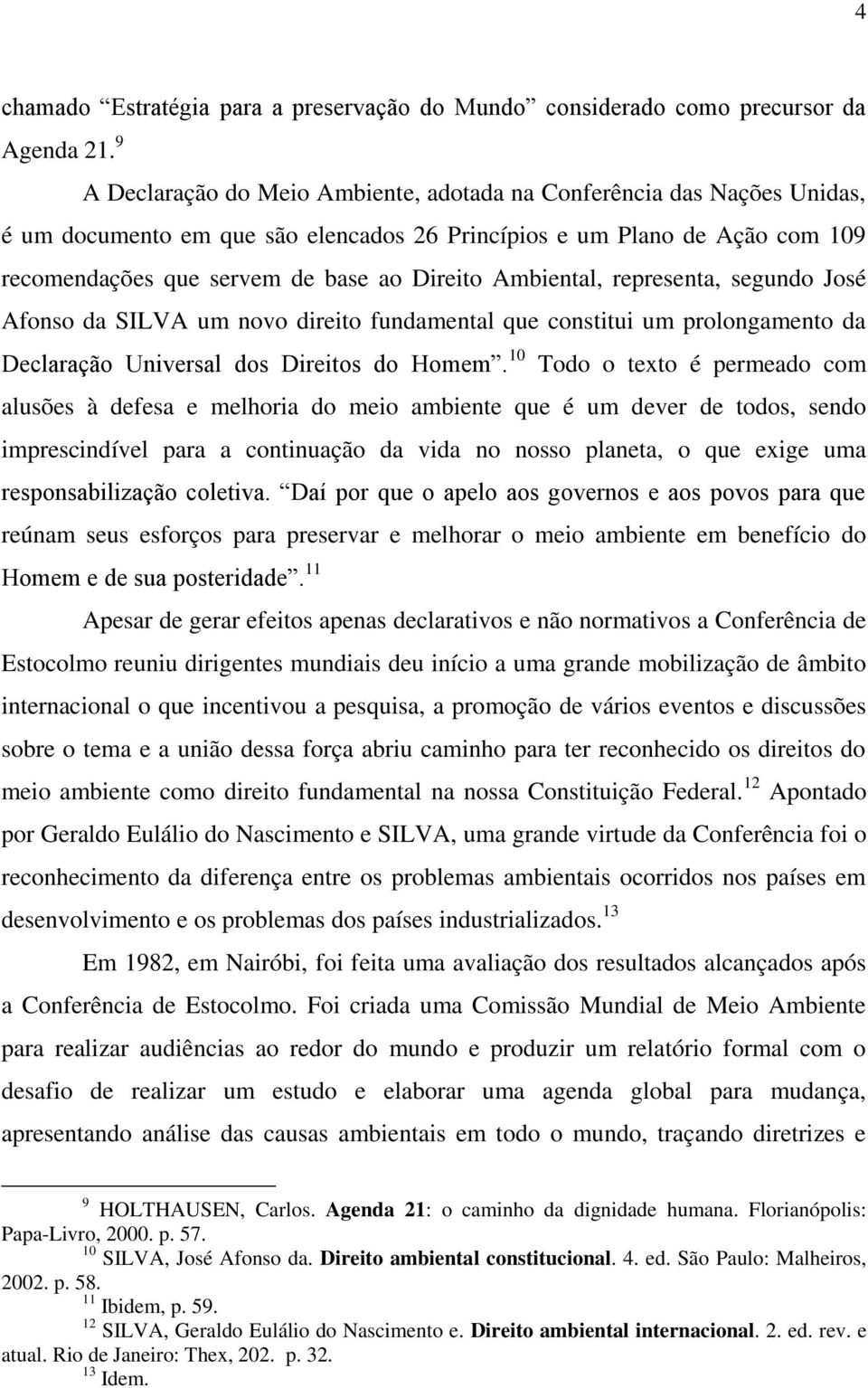 Ambiental, representa, segundo José Afonso da SILVA um novo direito fundamental que constitui um prolongamento da Declaração Universal dos Direitos do Homem.