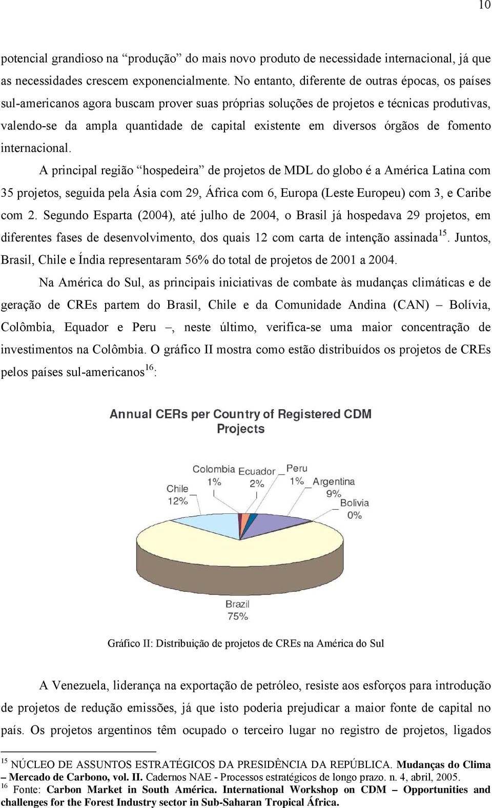 diversos órgãos de fomento internacional.