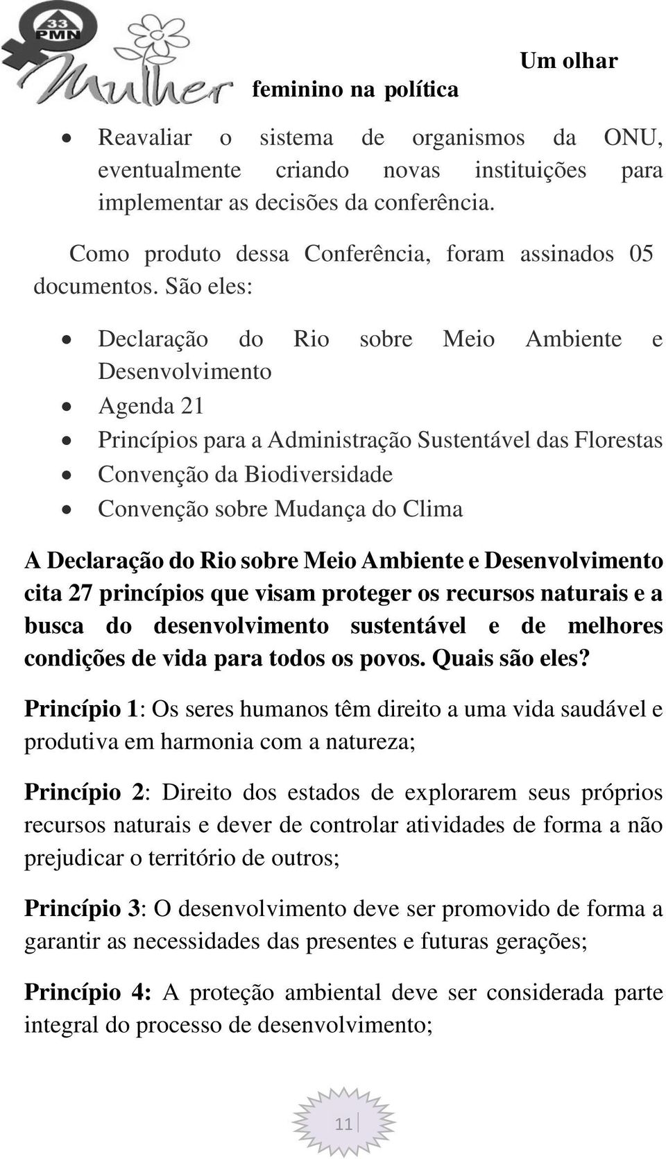 Declaração do Rio sobre Meio Ambiente e Desenvolvimento cita 27 princípios que visam proteger os recursos naturais e a busca do desenvolvimento sustentável e de melhores condições de vida para todos