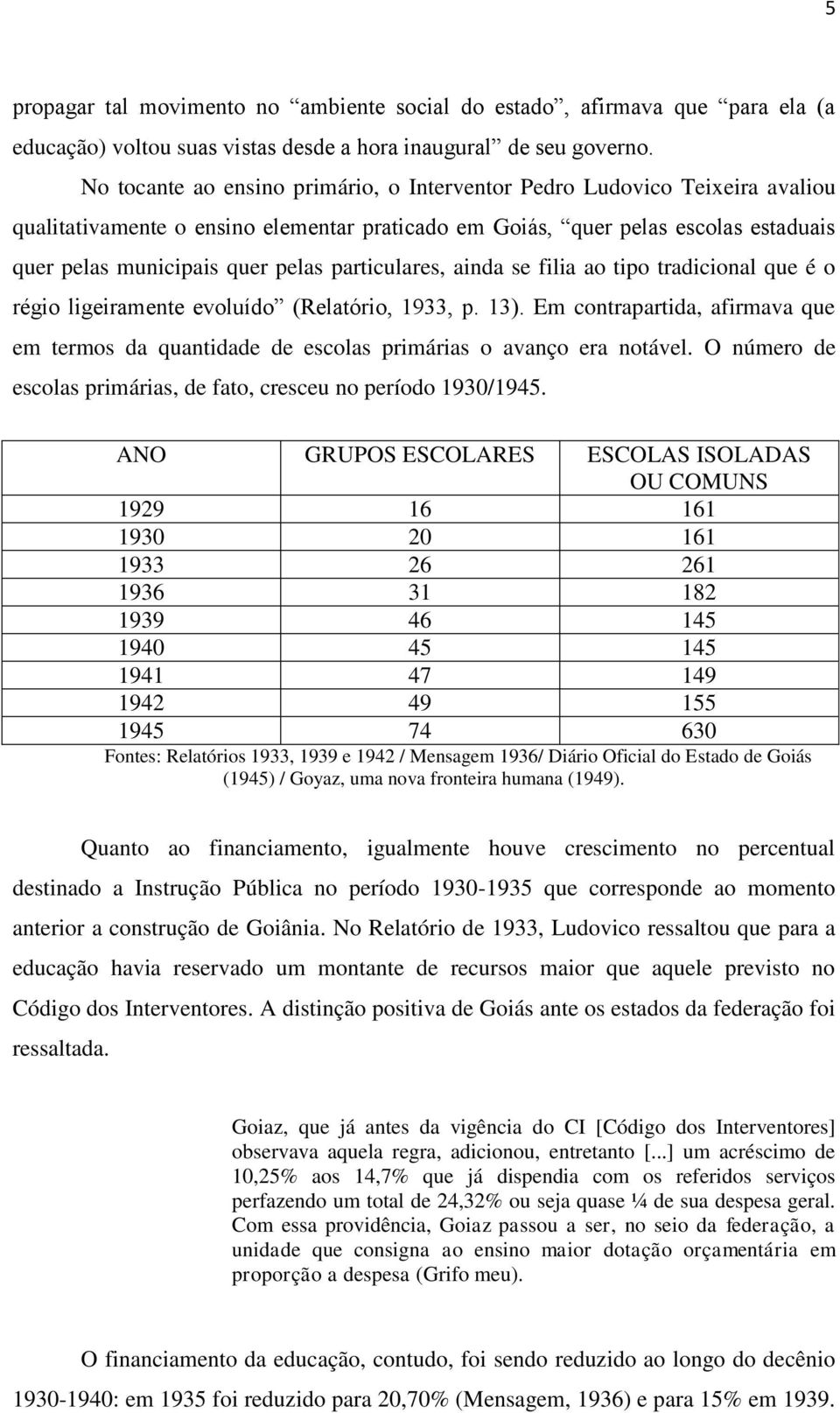 particulares, ainda se filia ao tipo tradicional que é o régio ligeiramente evoluído (Relatório, 1933, p. 13).