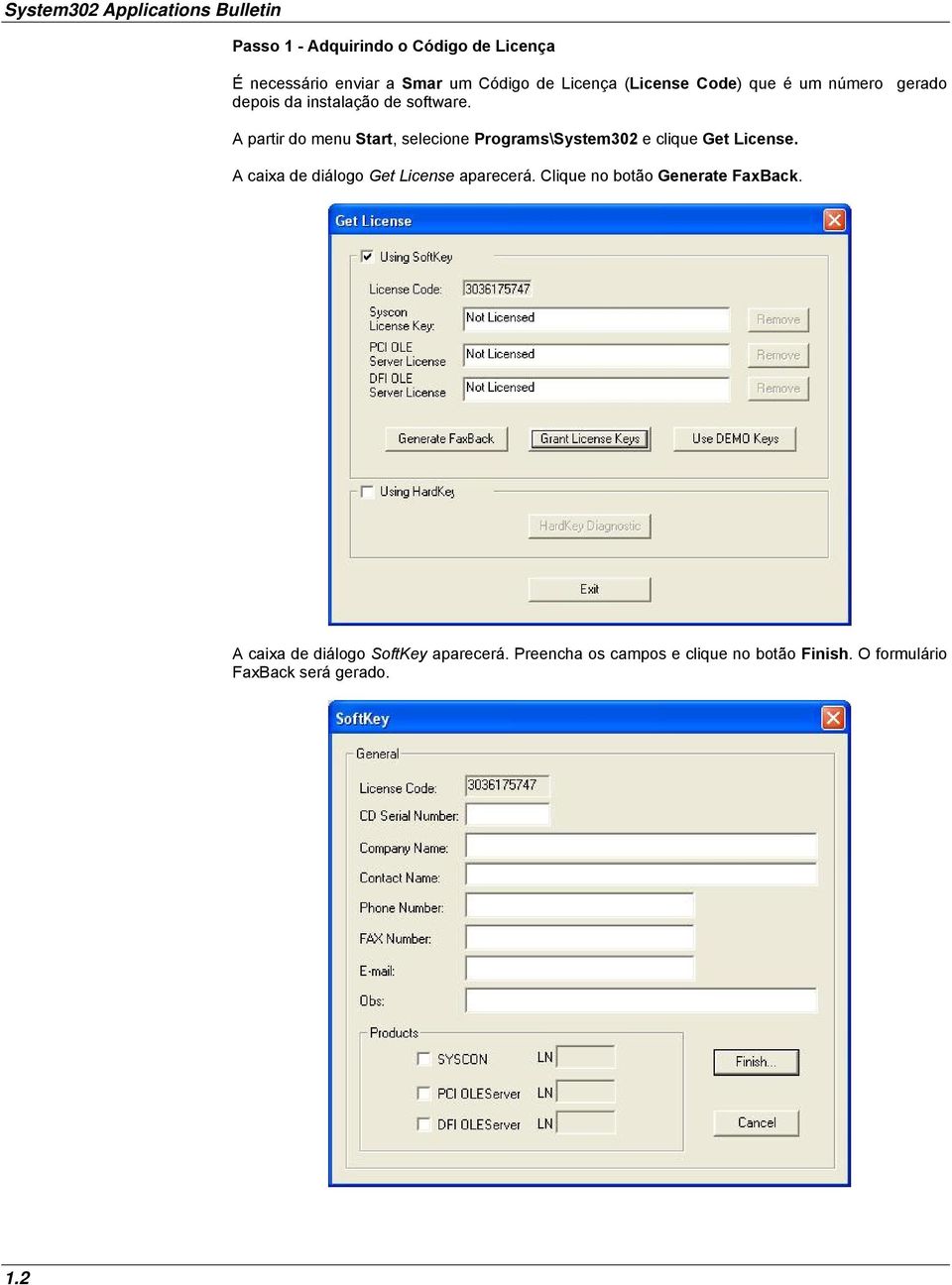 A partir do menu Start, selecione Programs\System302 e clique Get License. A caixa de diálogo Get License aparecerá.