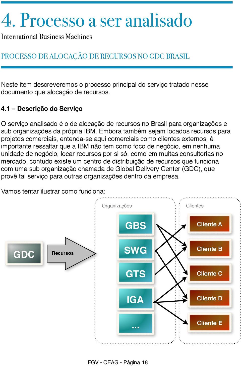 Embora também sejam locados recursos para projetos comerciais, entenda-se aqui comerciais como clientes externos, é importante ressaltar que a IBM não tem como foco de negócio, em nenhuma unidade de