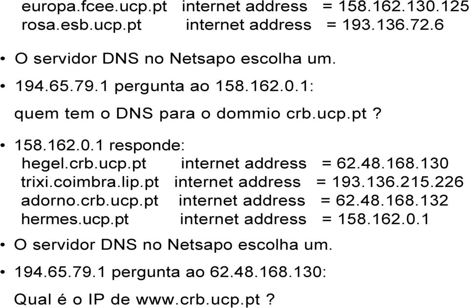 crb.ucp.pt internet address = 62.48.168.130 trixi.coimbra.lip.pt internet address = 193.136.215.226 adorno.crb.ucp.pt internet address = 62.48.168.132 hermes.