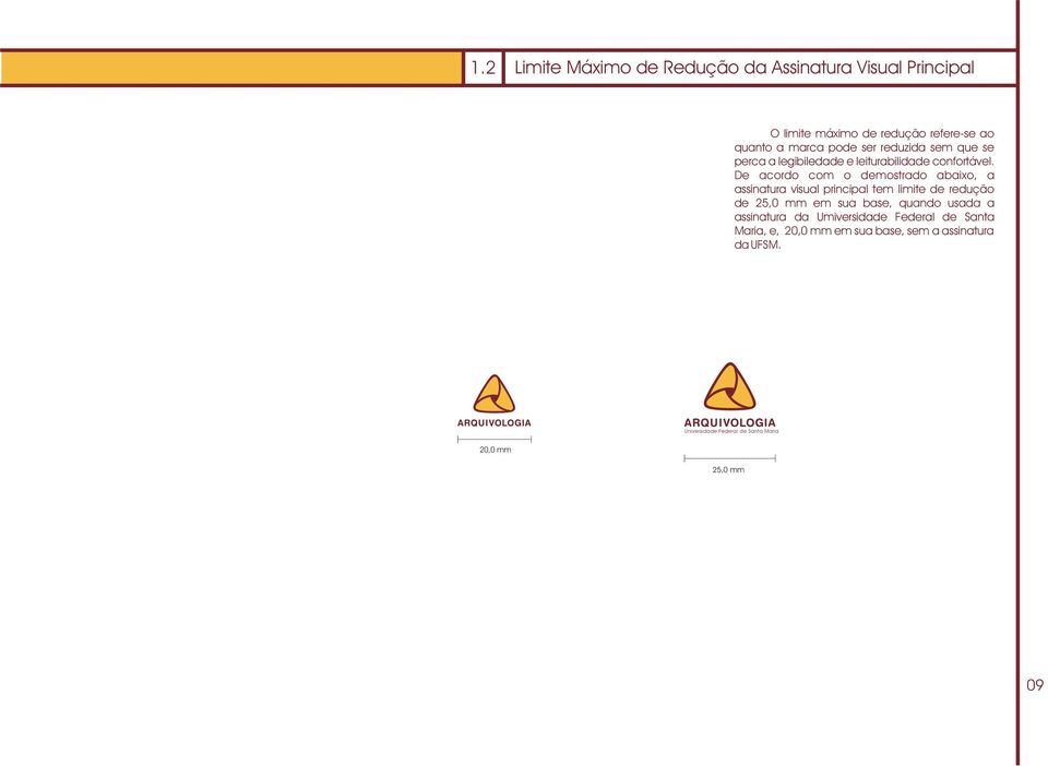 De acordo com o demostrado abaixo, a assinatura visual principal tem limite de redução de 25,0 mm em sua base,
