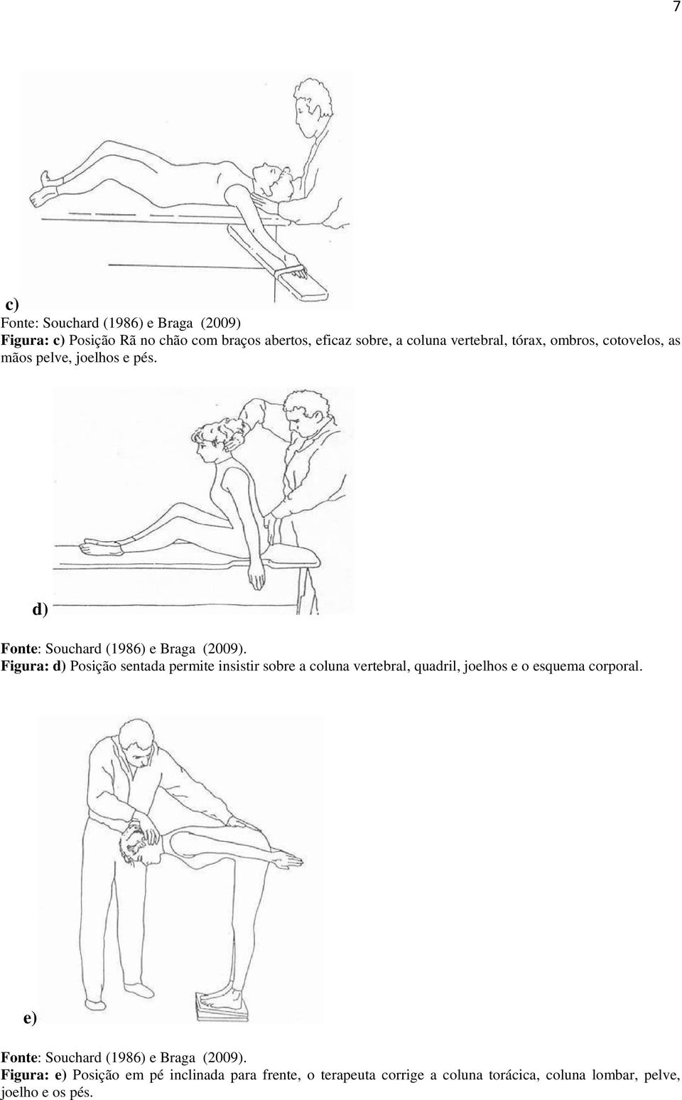 Figura: d) Posição sentada permite insistir sobre a coluna vertebral, quadril, joelhos e o esquema corporal.