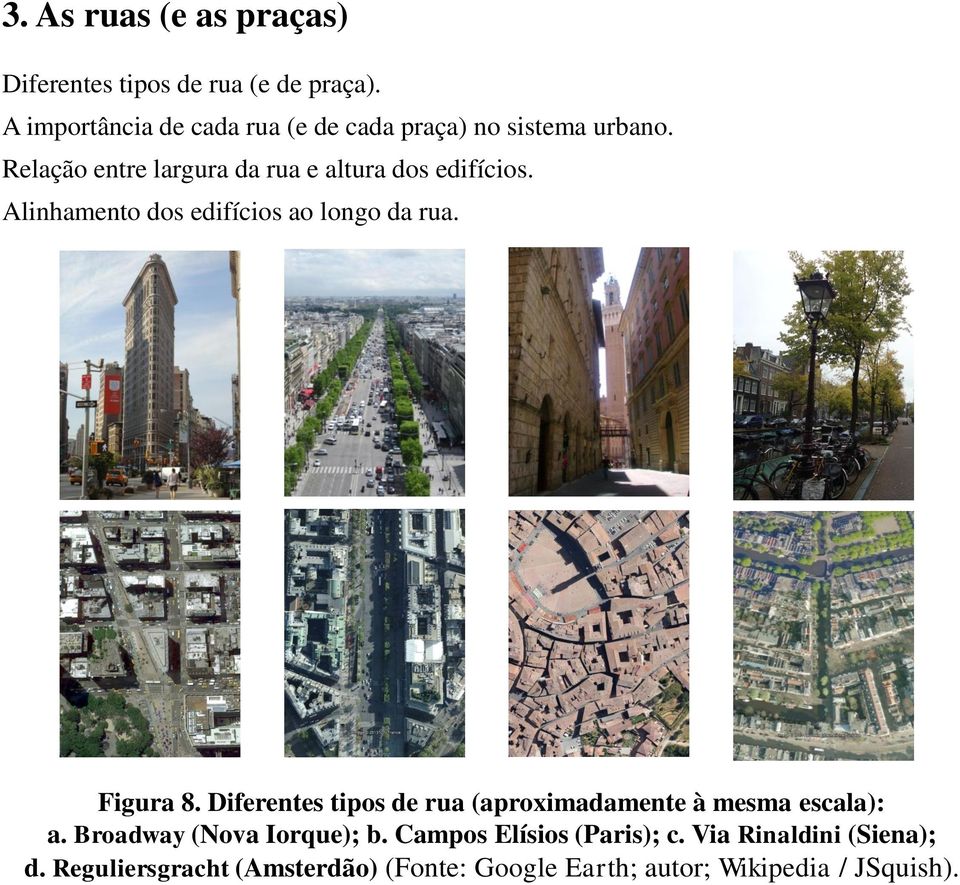 Relação entre largura da rua e altura dos edifícios. Alinhamento dos edifícios ao longo da rua. Figura 8.