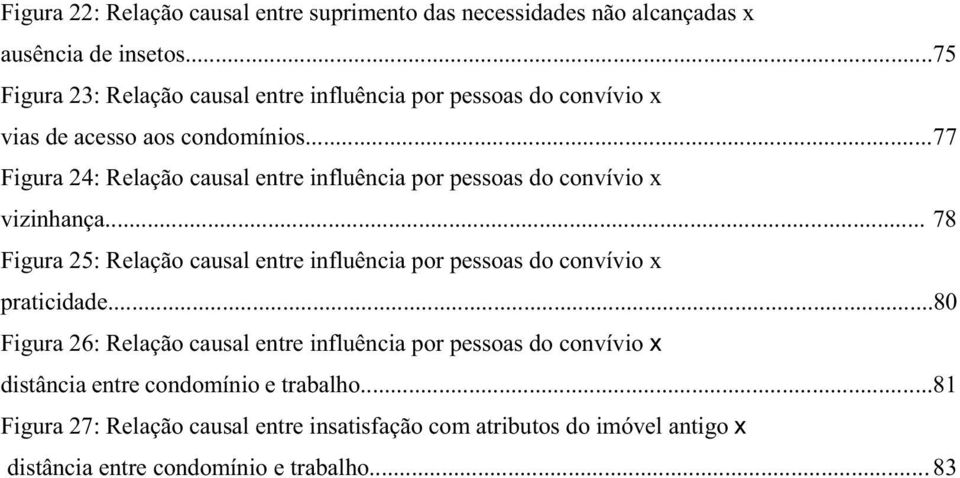 .. 77 Figura 24: Relação causal entre influência por pessoas do convívio x vizinhança.