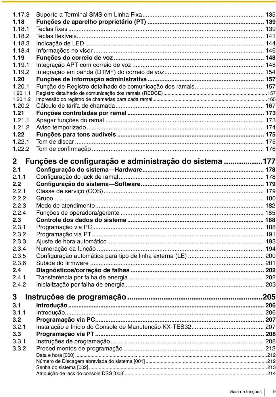 .. 157 1.20.1 Função de Registro detalhado de comunicação dos ramais... 157 1.20.1.1 Registro detalhado de comunicação dos ramais (REDCE)...157 1.20.1.2 Impressão do registro de chamadas para cada ramal.