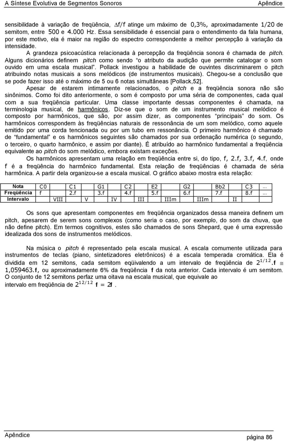 A grandeza psicoacústica relacionada à percepção da freqüência sonora é chamada de pitch.