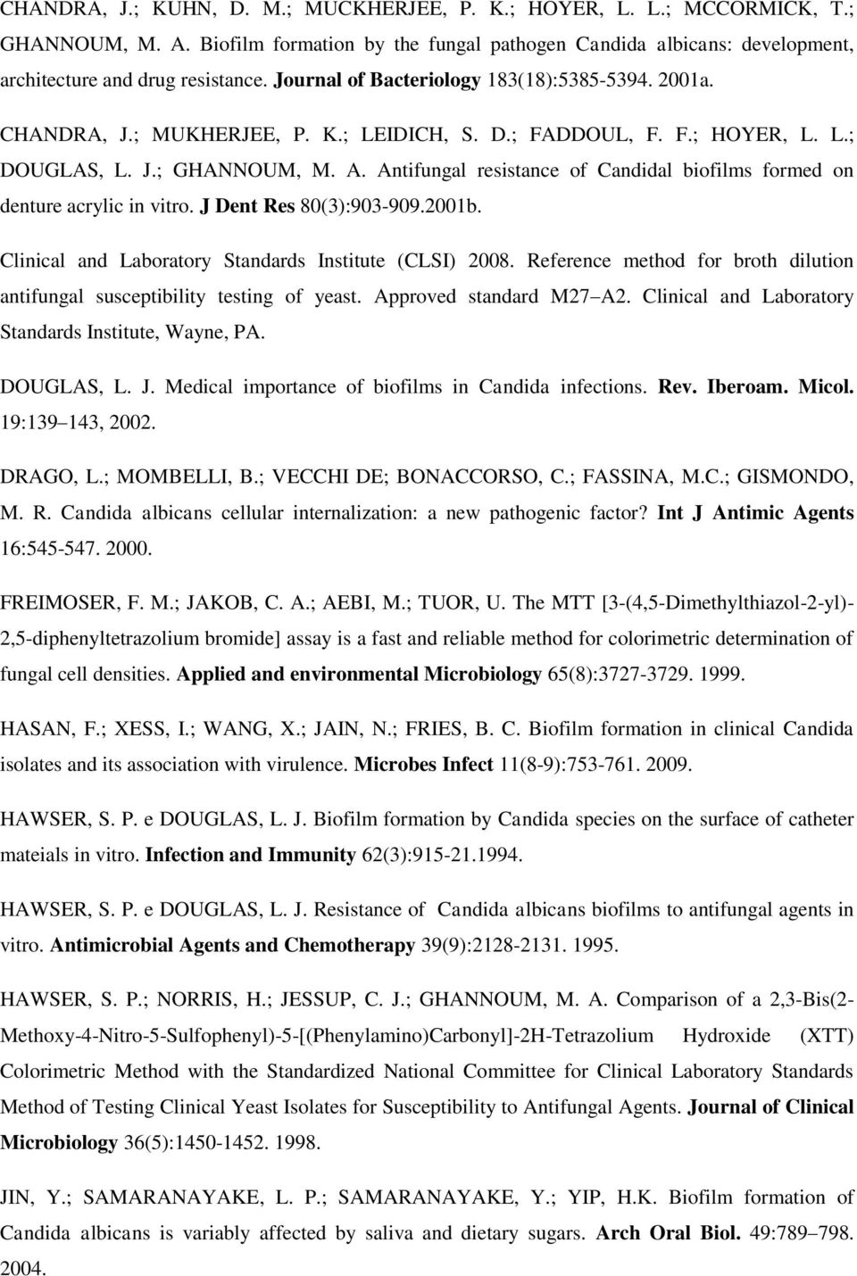 Antifungal resistance of Candidal biofilms formed on denture acrylic in vitro. J Dent Res 80(3):903-909.2001b. Clinical and Laboratory Standards Institute (CLSI) 2008.