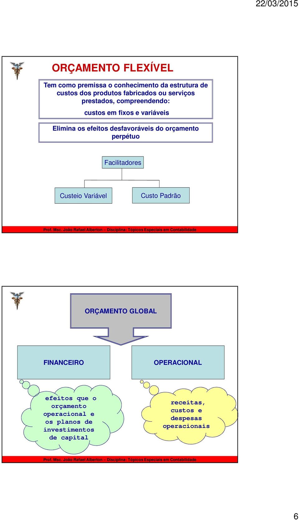 orçamento perpétuo Facilitadores Custeio Variável Custo Padrão ORÇAMENTO GLOBAL FINANCEIRO OPERACIONAL