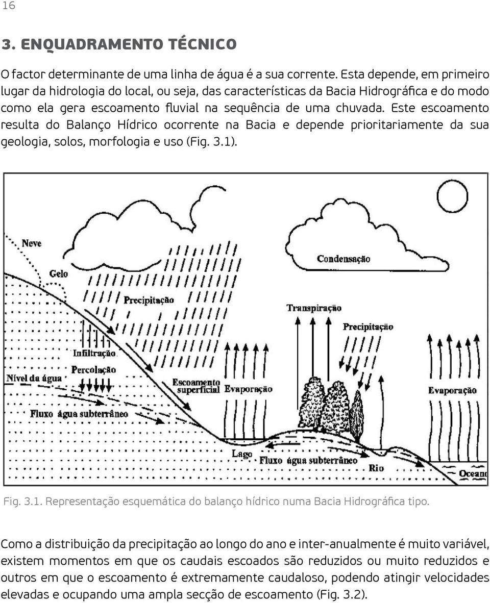 Este escoamento resulta do Balanço Hídrico ocorrente na Bacia e depende prioritariamente da sua geologia, solos, morfologia e uso (Fig. 3.1)