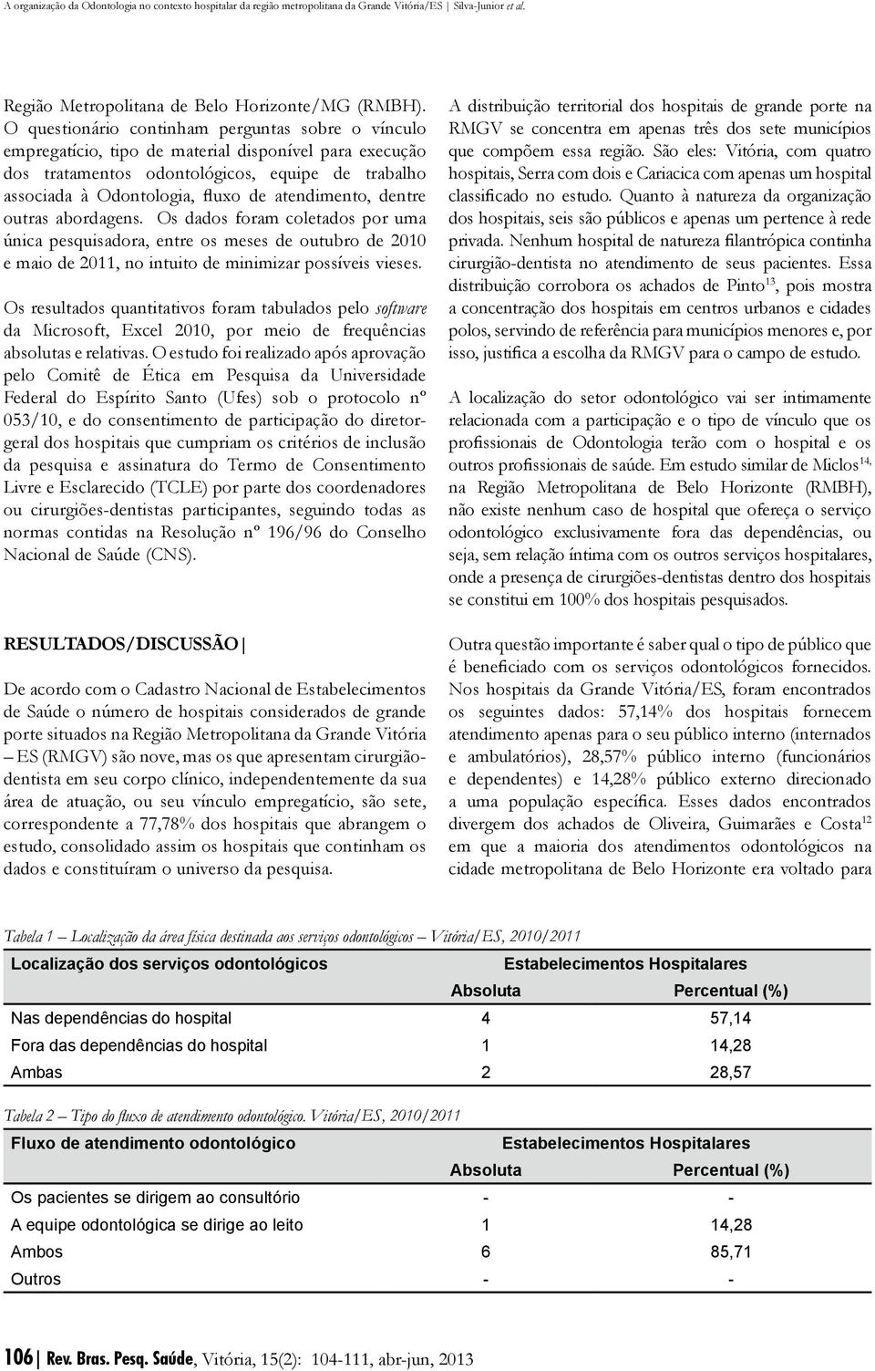 atendimento, dentre outras abordagens. Os dados foram coletados por uma única pesquisadora, entre os meses de outubro de 2010 e maio de 2011, no intuito de minimizar possíveis vieses.