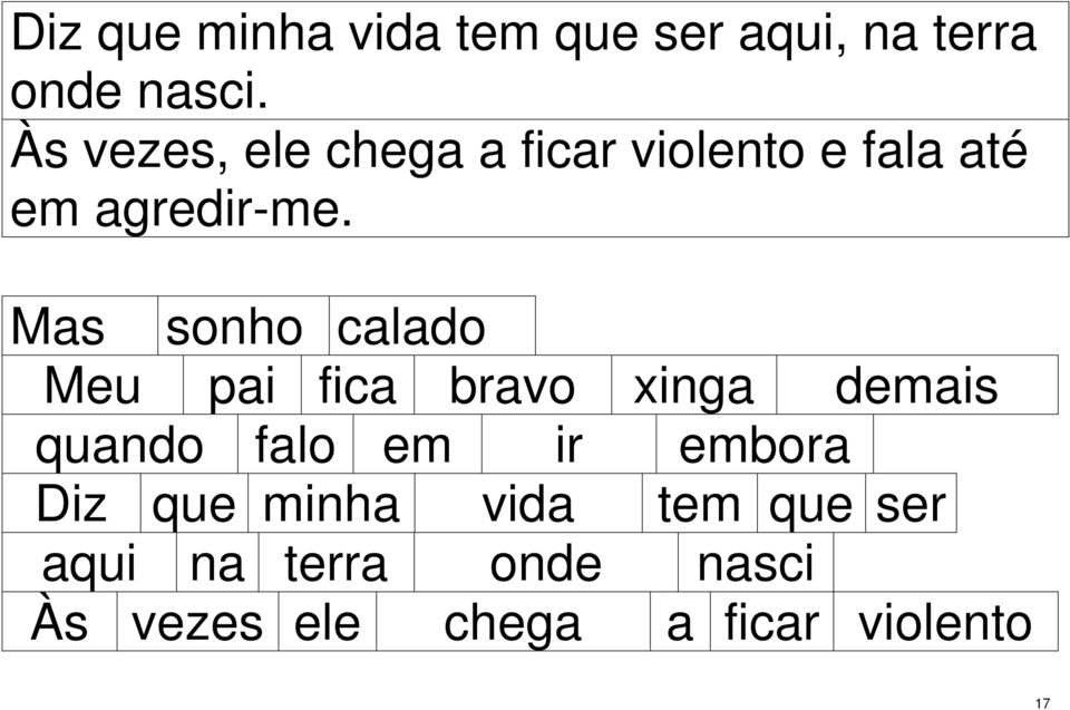 Mas sonho calado Meu pai fica bravo xinga demais quando falo em ir