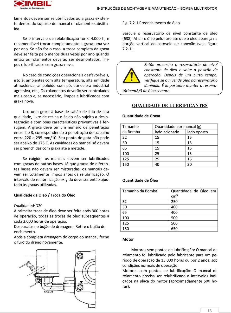 Se não for o caso, a troca completa da graxa deve ser feita pelo menos duas vezes por ano quando então os rolamentos deverão ser desmontados, limpos e lubrificados com graxa nova.